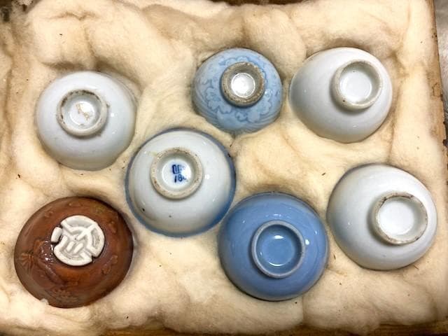 ★骨董品レア7点!!旧日本軍の軍盃・九谷焼・お猪口 ・ぐい呑み・出征記念★