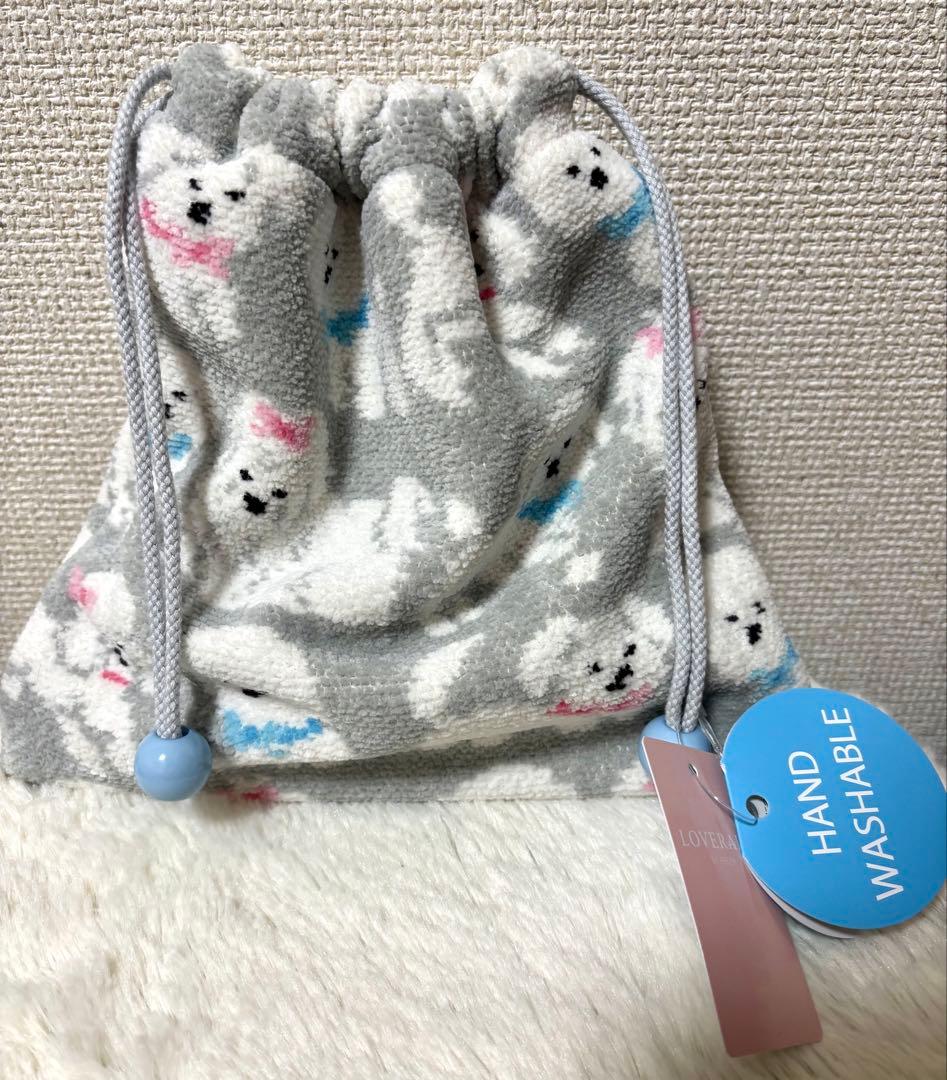 ラブラリーバイフェイラー　モフモフワンチャン　巾着