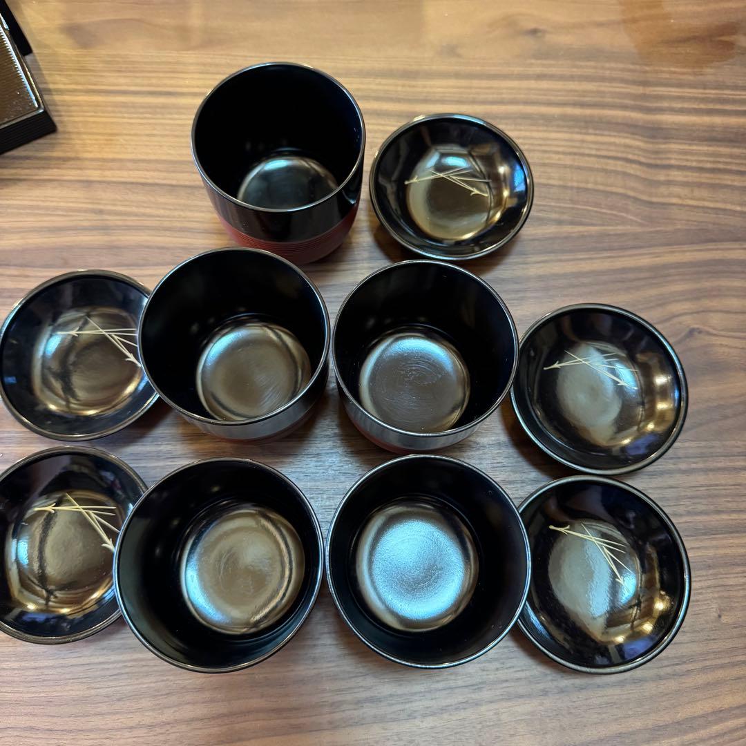 新品 茶碗蒸し器 5個セット 天然木 ウレタン塗装 トレー付き