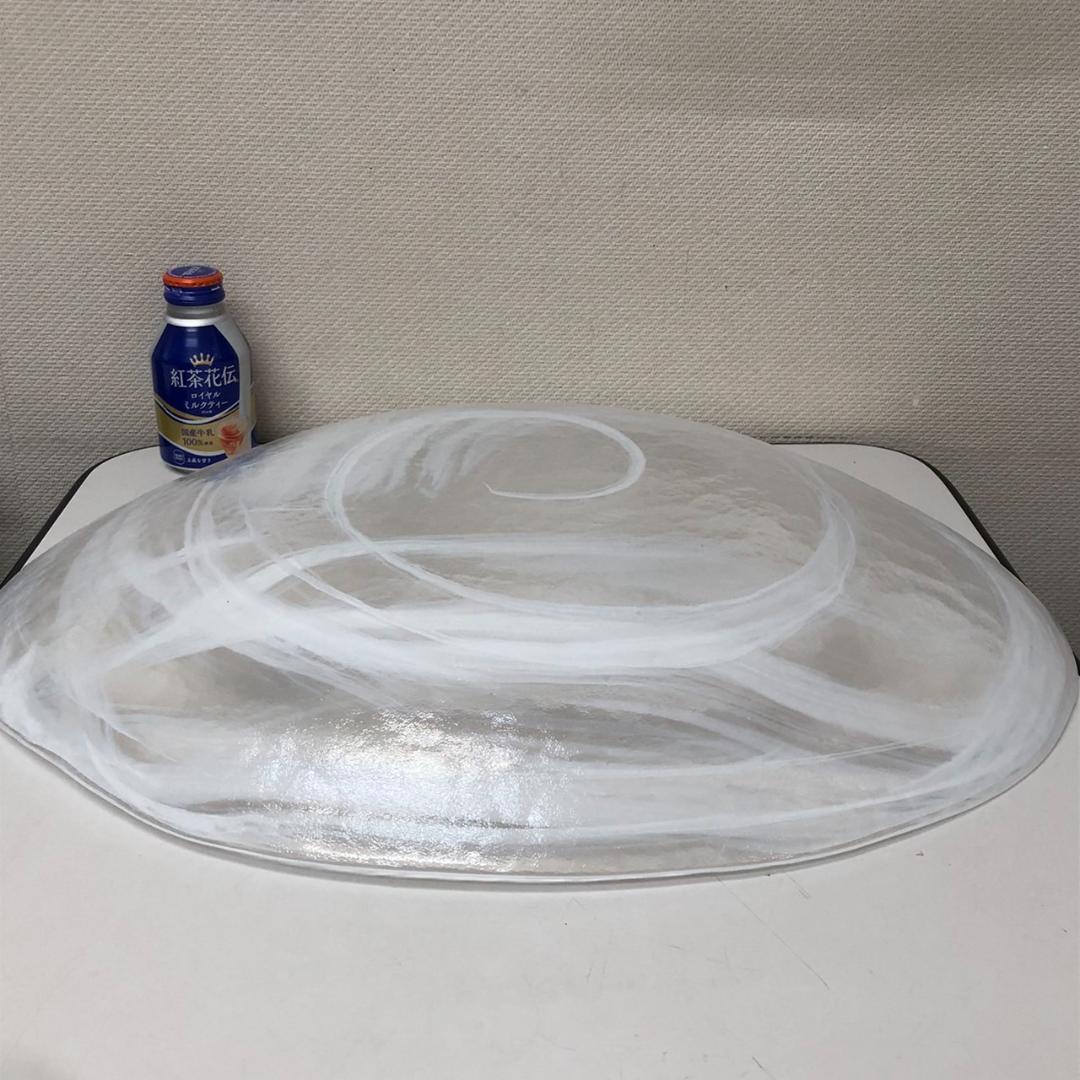 未使用　月夜野工房　ガラス大型花器　水盤　大皿　585×470