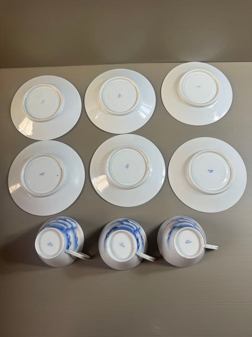 1539 深川製磁　カップ3&ソーサー6  時代物