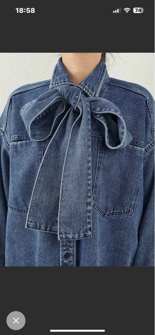 現行　デニムボウタイシャツ　ウィムガゼット