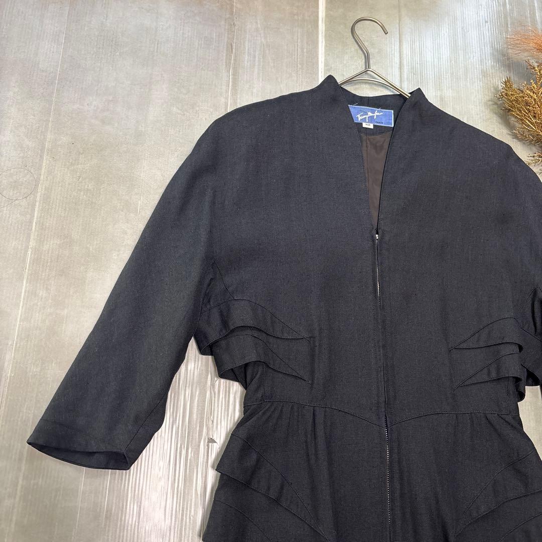 希少／Thierry Mugler／リネン混合／裏地キュプラ／日本製／黒／M