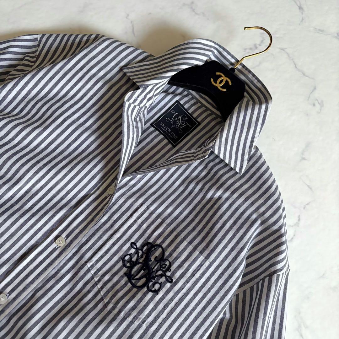 セブンテン ストライプ シャツ エンブレム刺繍