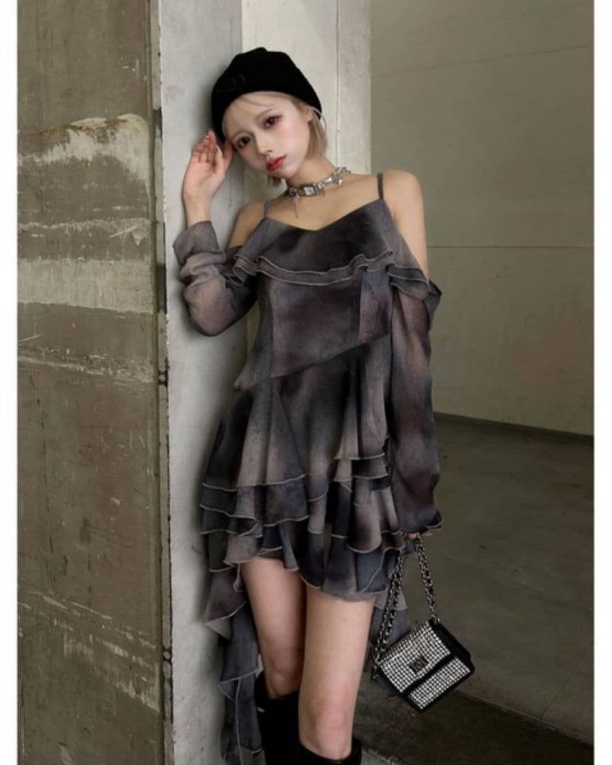 新品 Darich イレヘムタイダイフリルミニワンピース F☆