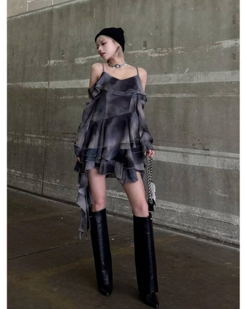 新品 Darich イレヘムタイダイフリルミニワンピース F☆