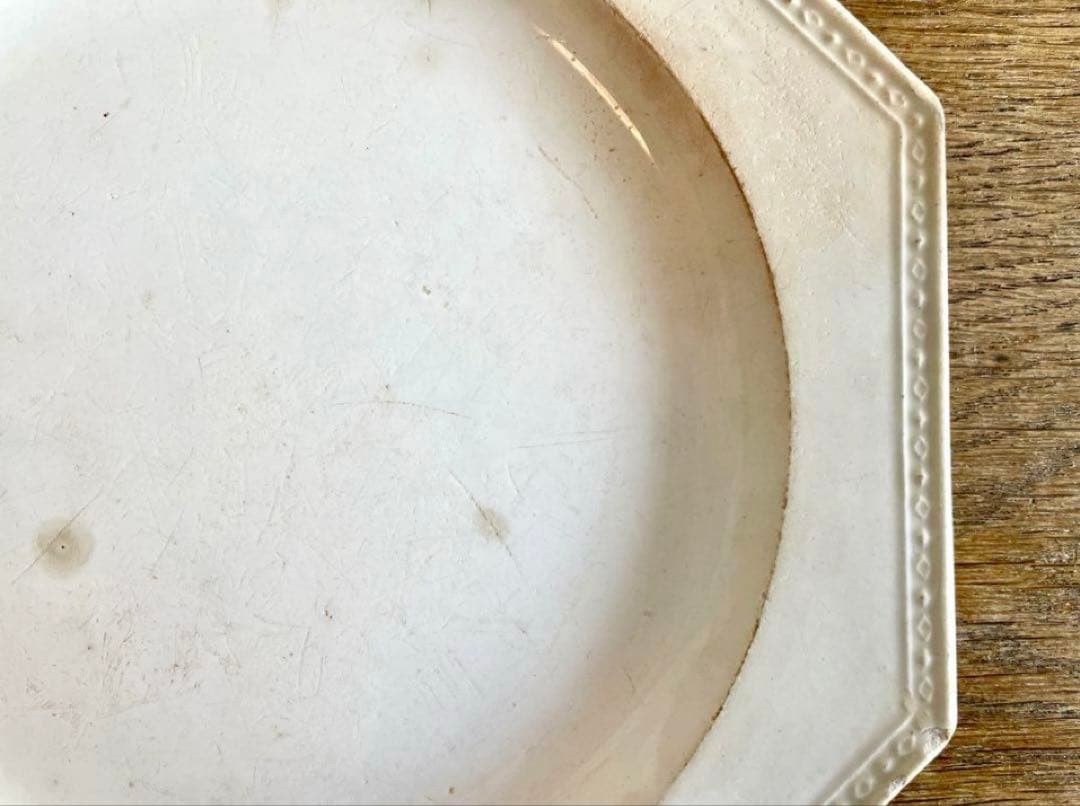 初期クレイユ　オクトゴナルプレート　ファイアンスフィーヌ　フランスアンティーク