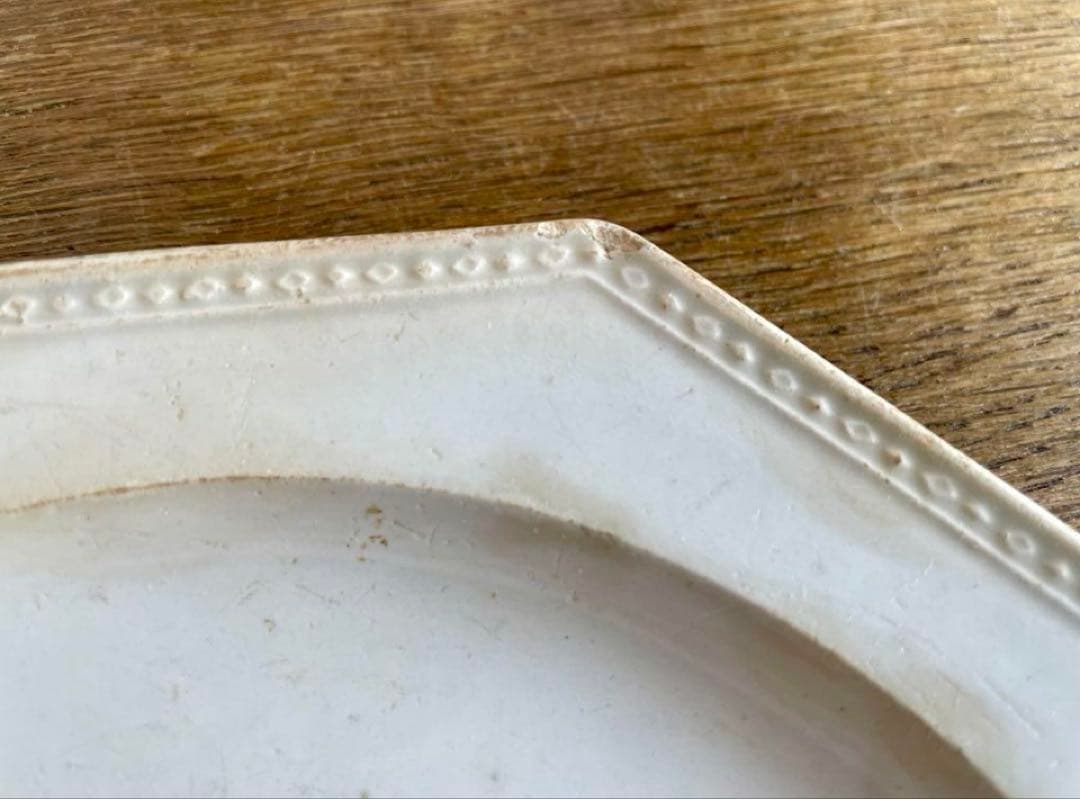 初期クレイユ　オクトゴナルプレート　ファイアンスフィーヌ　フランスアンティーク