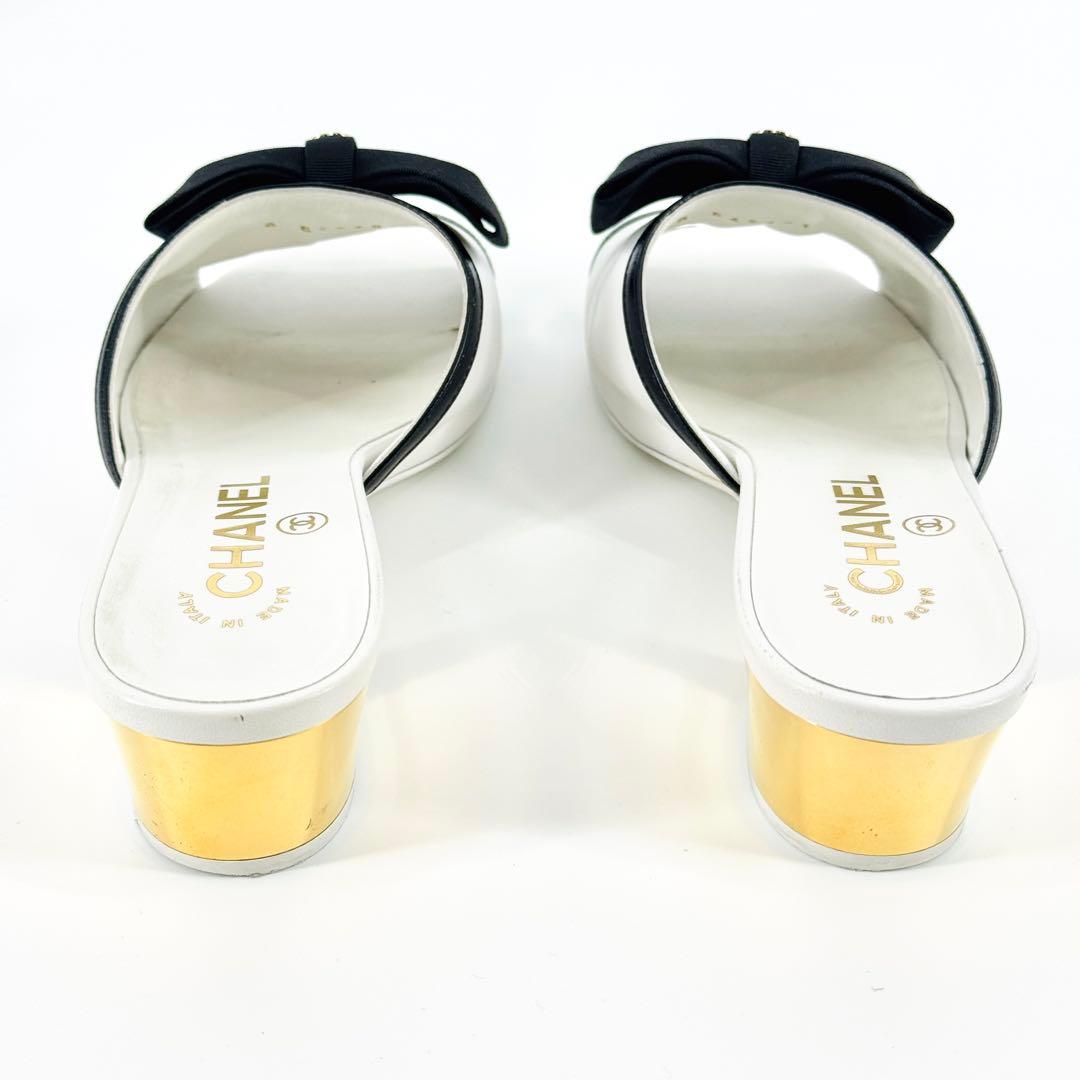 CHANEL シャネル 24SS リボン ミュール ラムスキン サンダル 37