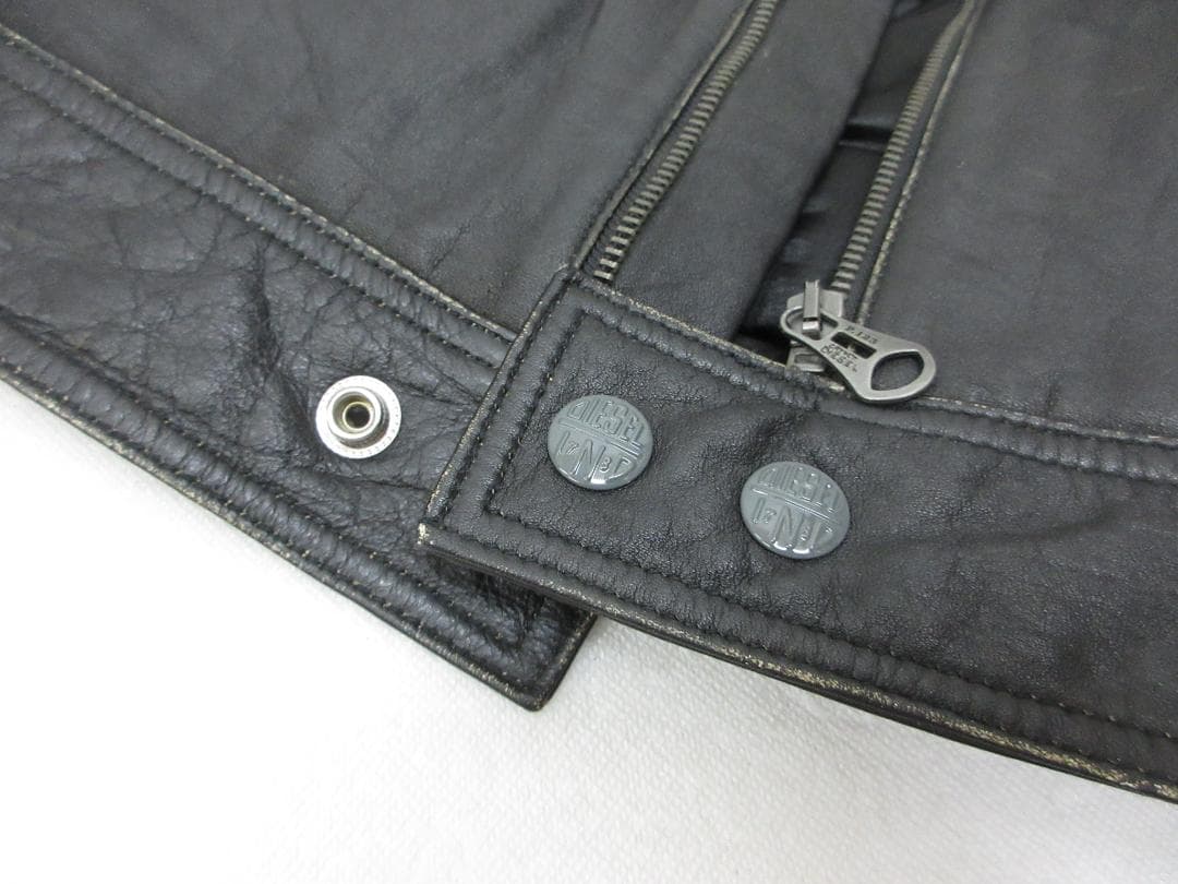 DIESEL ディーゼル ライダースジャケット レザー Ｍ ブラック（107）a