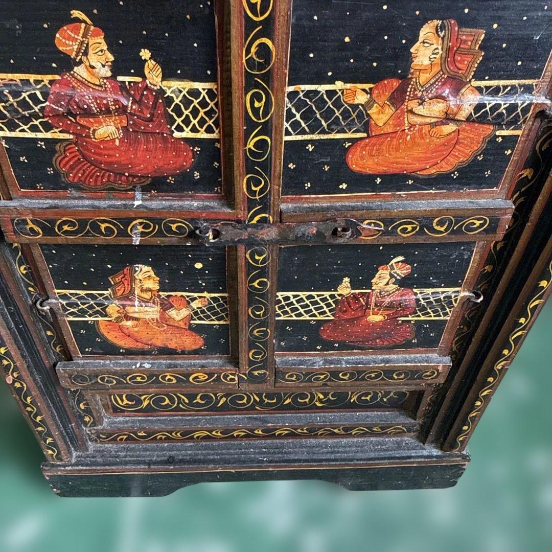 k*u様 ★インド 手描き装飾の木製タンス キャビネット 家具 アンティーク 格
