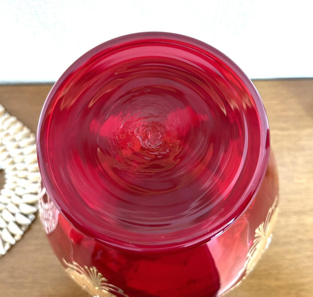 ベネチアンガラス 花瓶 赤