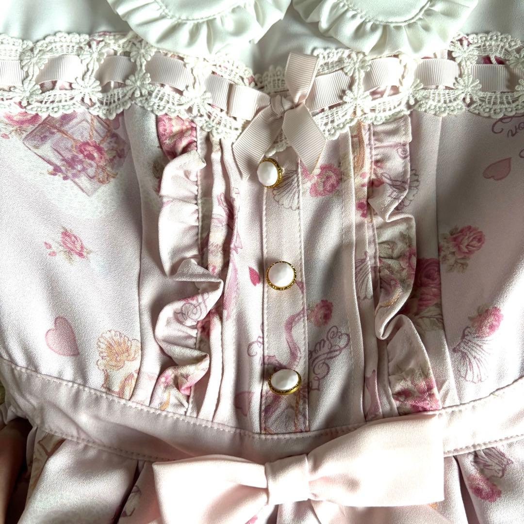 美品　リズリサ ハート　花柄　フリル シフォン ワンピース　S 半袖