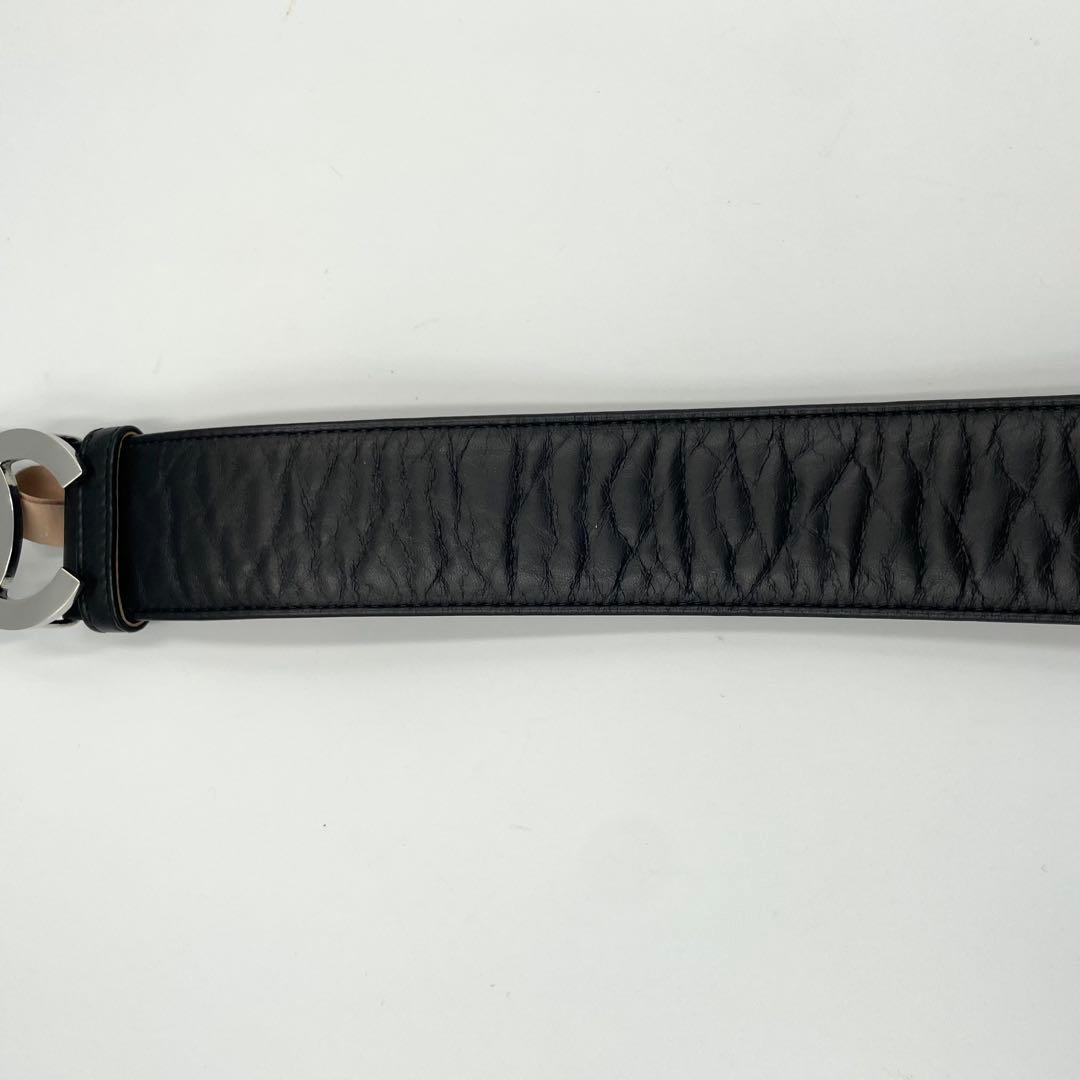 極美品★シャネル ココマーク　カメリア　レザー　ベルト　ブラック　黒　85/34