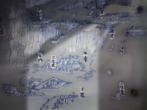 仙台城 鳥瞰之図 慶長拾五年図 伊達政宗 青葉城 大皿 41.5㎝ 染付 逸品