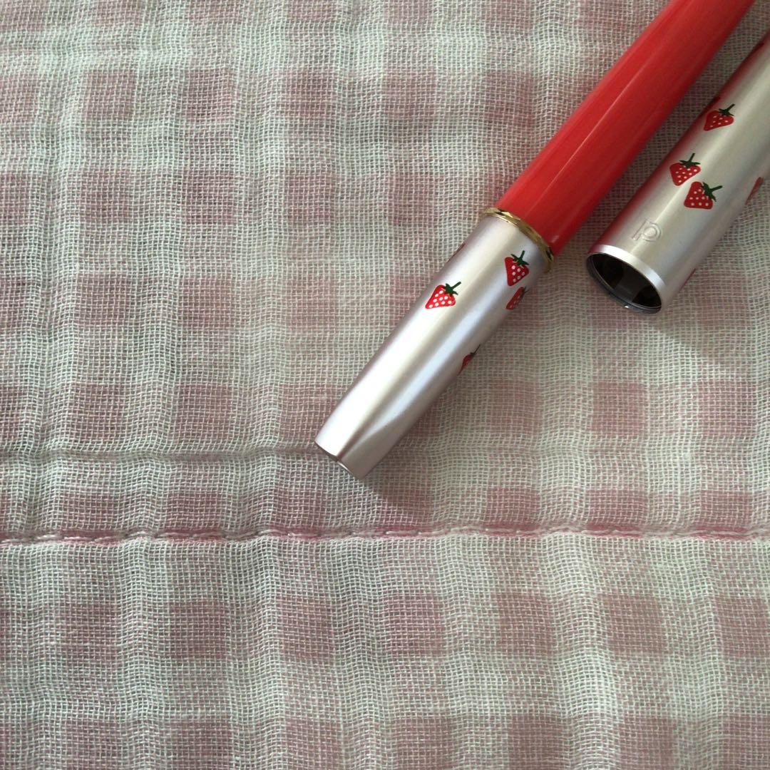 プラチナ 14K 14金 万年筆 ショート 細字 いちご 苺 赤 廃盤