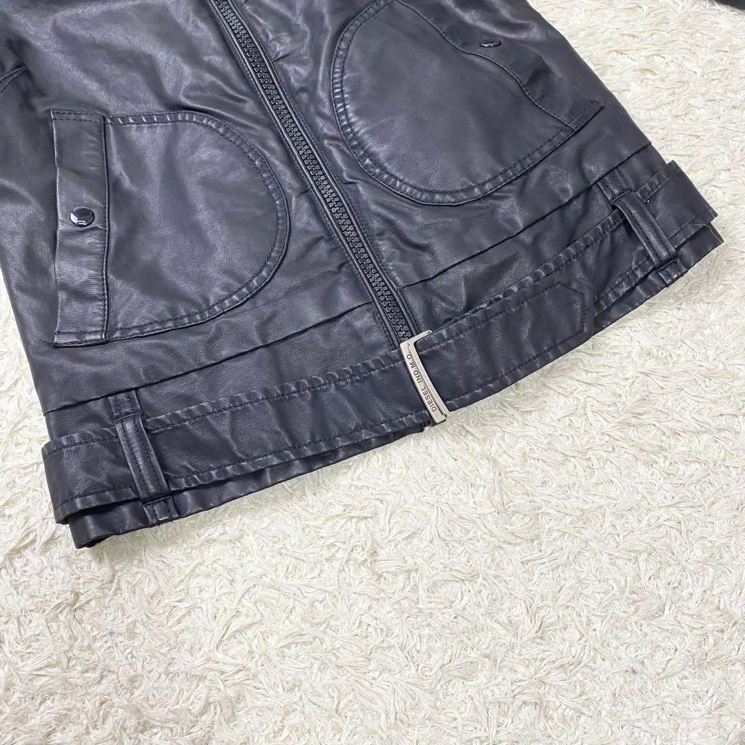 美品 ディーゼル ライダース ハイネック ブルゾン コーティング ブラック XS