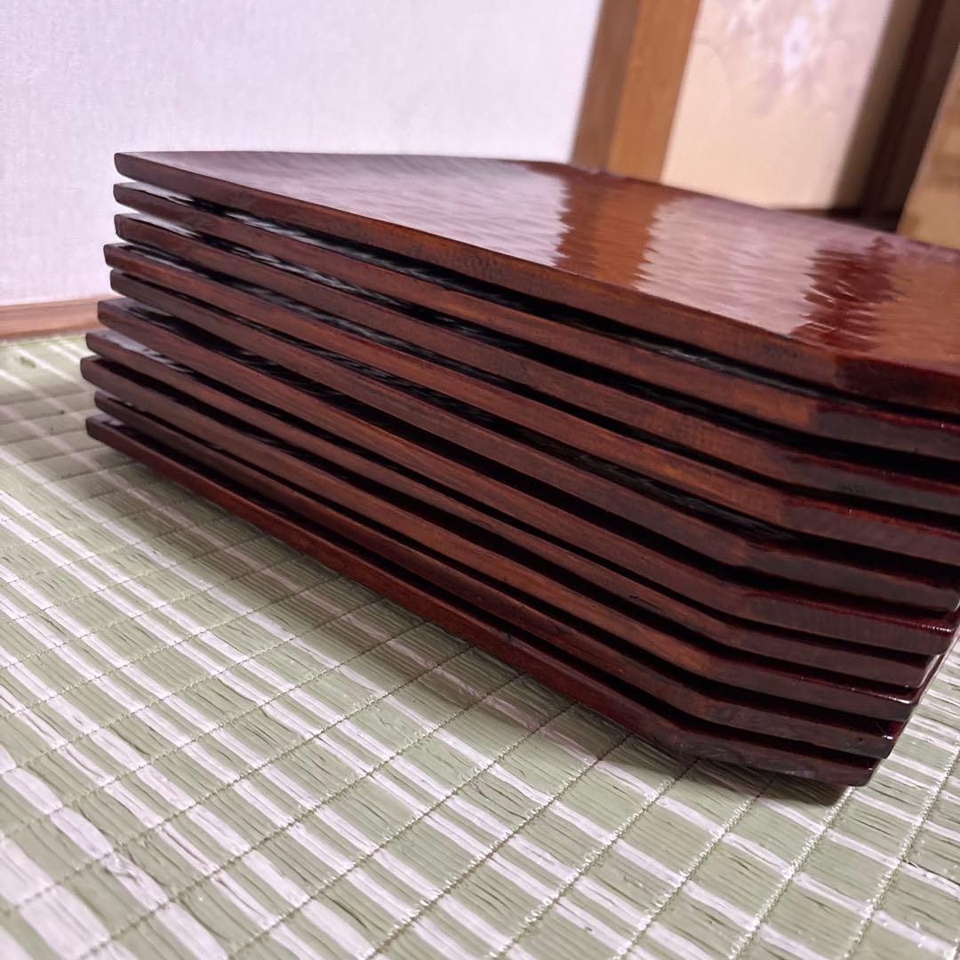 折式　讃岐彫刻　お盆　お膳　菓子盆　工芸品　骨董品　角折　角盆　皿