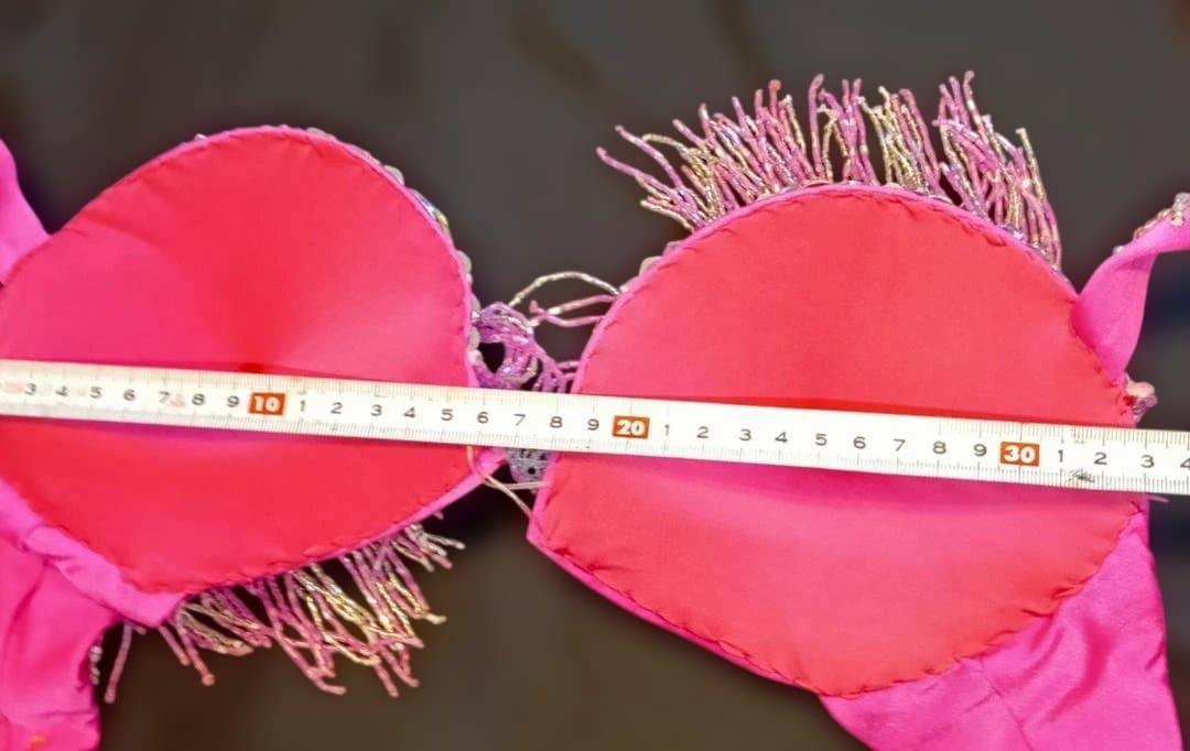 【新品Sale】エジプト製ネオンピンクビーズフリンジ ベリーダンス セットアップ