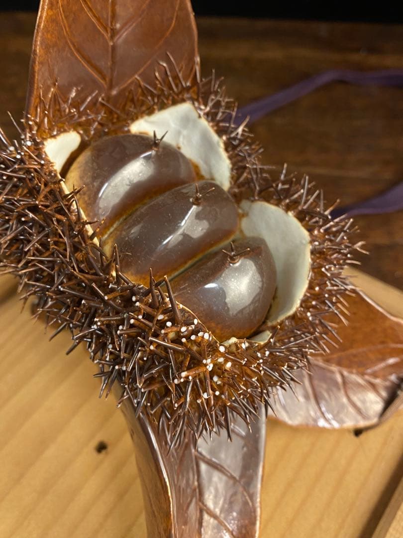 栗の置物　日本古美術　陶器の置物　K12