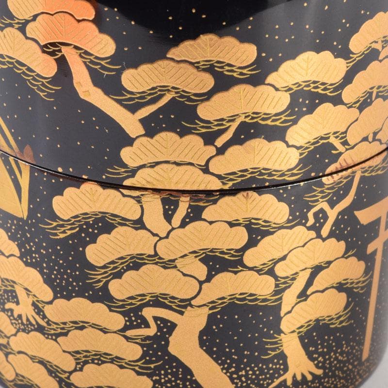 山中漆器　加賀蒔絵師　和田寿峰作　面根来　住吉蒔絵　茶器　共箱　V　8550