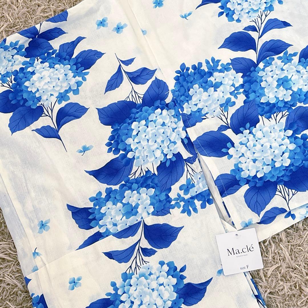 創美苑 浴衣3点セット bonheur ボヌールセゾン 紫陽花 草履 帯