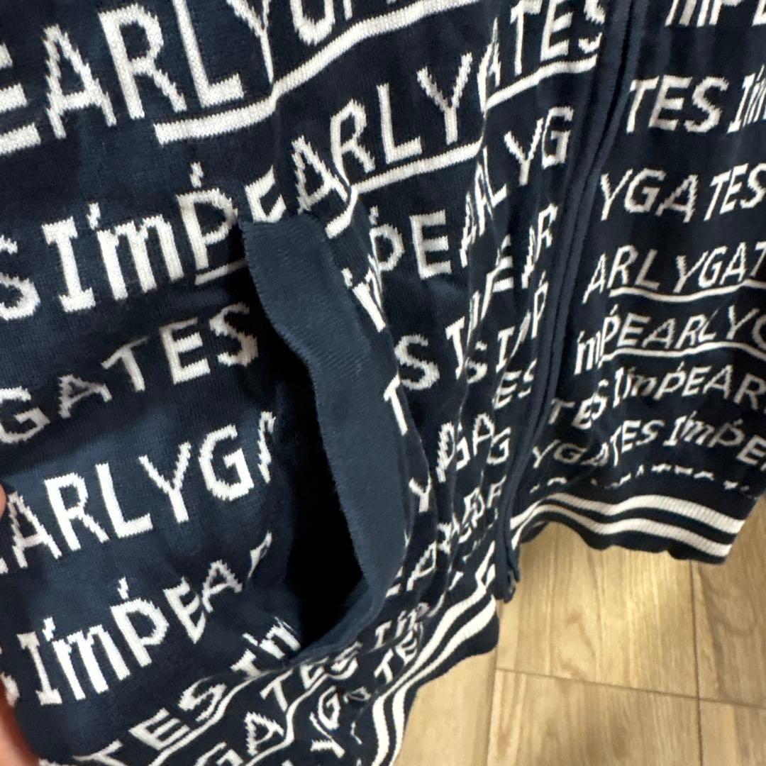 パーリーゲイツ ネイビー ロゴプリント ジップアップセーター