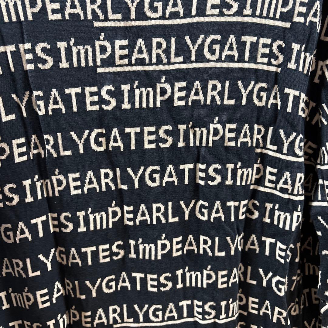 パーリーゲイツ ネイビー ロゴプリント ジップアップセーター