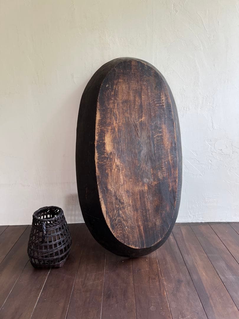 木製楕円形　木鉢　古道具　直径75cm