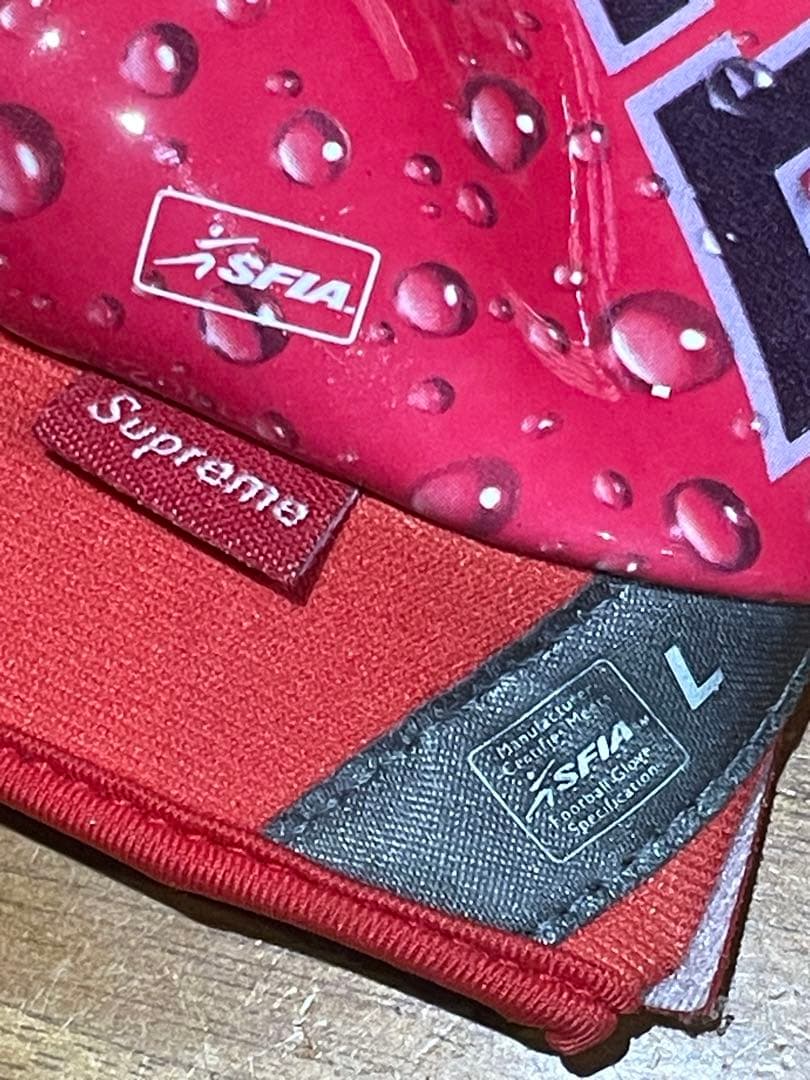 supreme NIKE コラボ　バッティンググローブ　アメフトグローブ　赤L