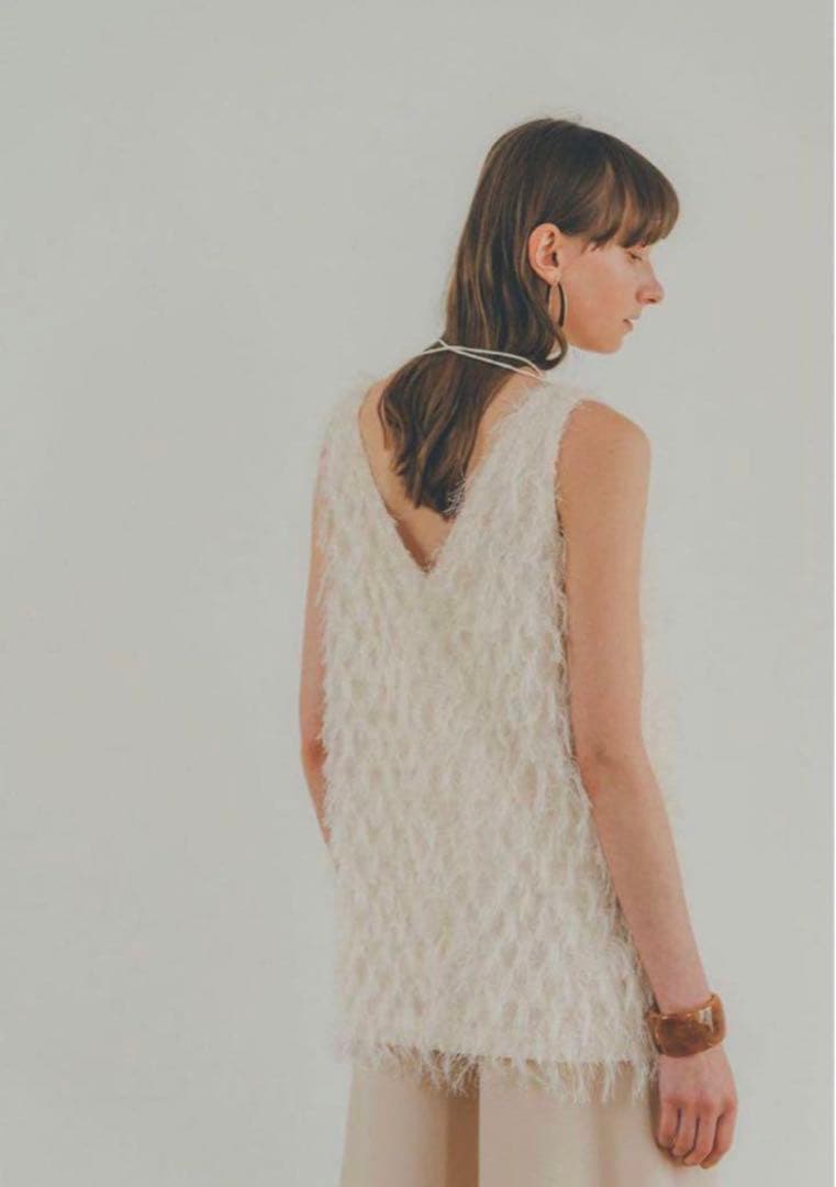 トップス CLANE W FACE CROSS FRINGE TOPS