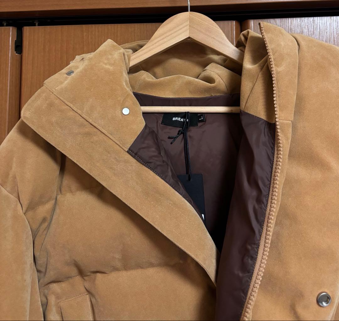 BREATH FAUX SUEDE SHORT HOODIE DOWN ベージュ