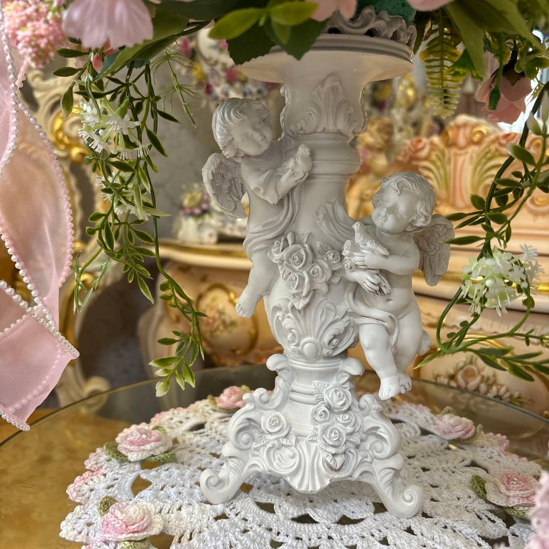 天使・ダブルフェイス・フラワーアレンジメント・レース・リボン