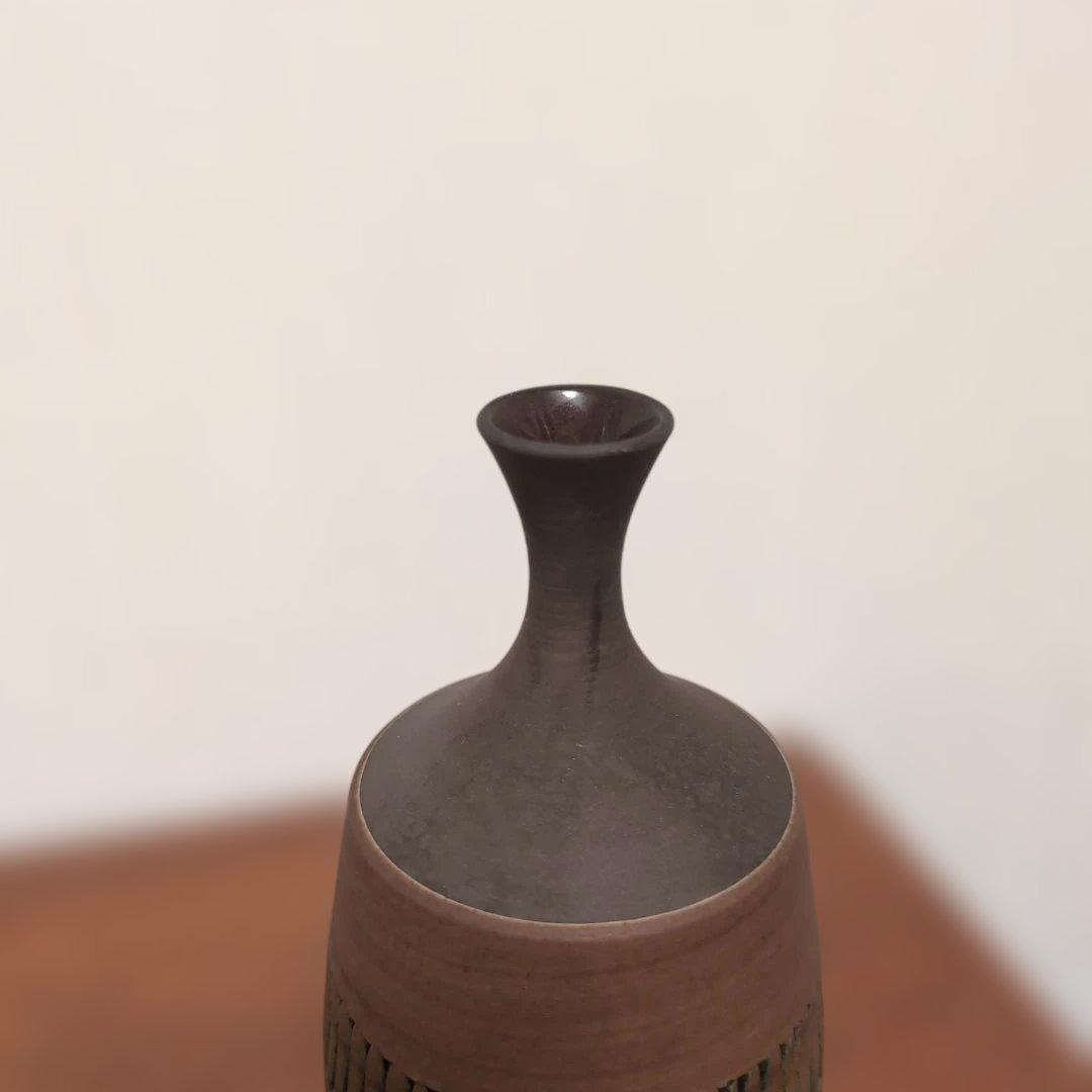 北欧ヴィンテージ/トーマス•アナグリウス 陶器の花瓶 ブラウン