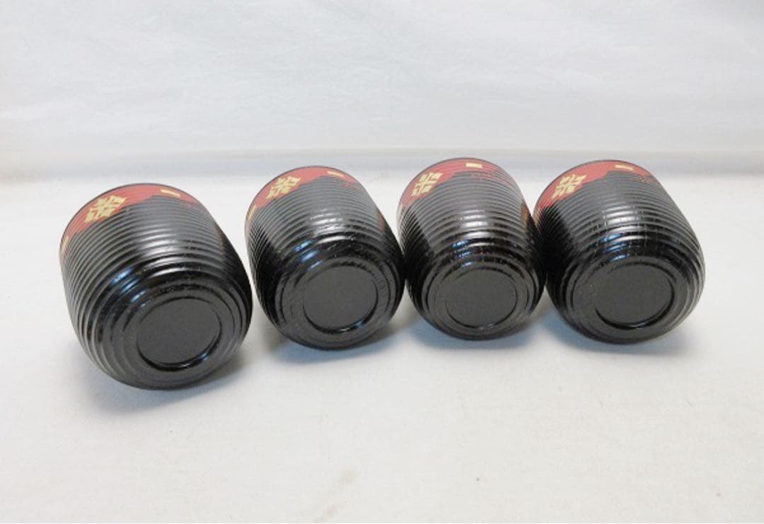 未使用 懐石道具 金彩梅正法寺蒔絵 箸洗い 4客組 木製漆器 小吸物椀