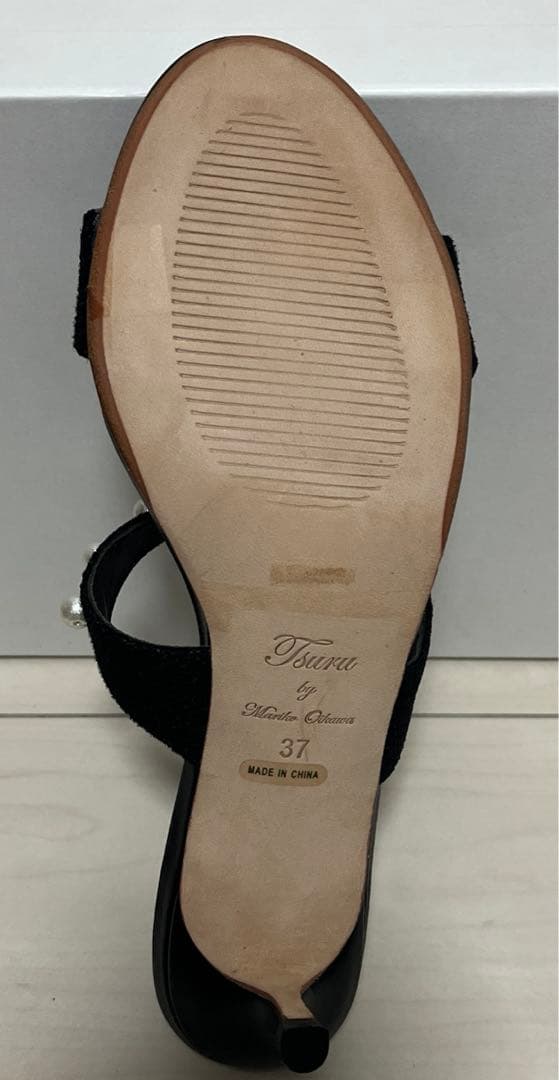 ツルバイマリコオイカワ　ミュール　パール　37 ブラック　踵交換用　未使用