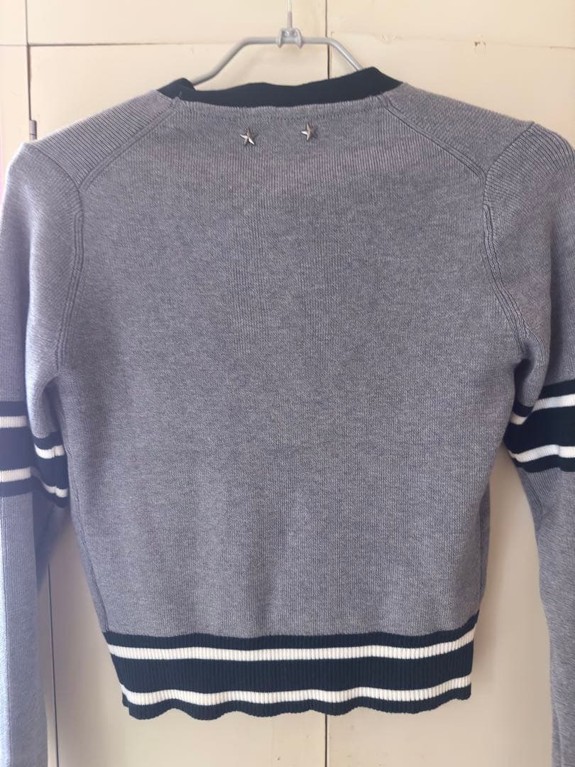 bibiy正規品大人気ロゴ リボン付きカーディガン グレー