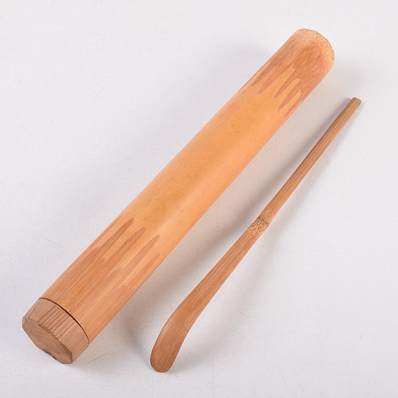 茶道具　黒田正玄下削　即中斎　自作茶杓　銘「四季ノ友」　共筒共箱　M　R8947