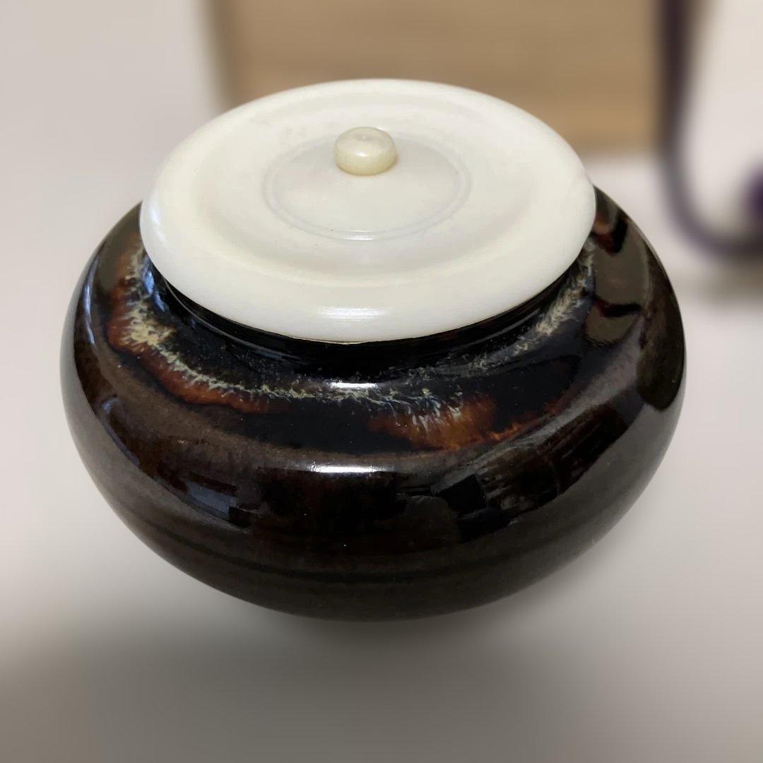 茶道具 大海茶入 桶谷定一作 共箱 仕覆付