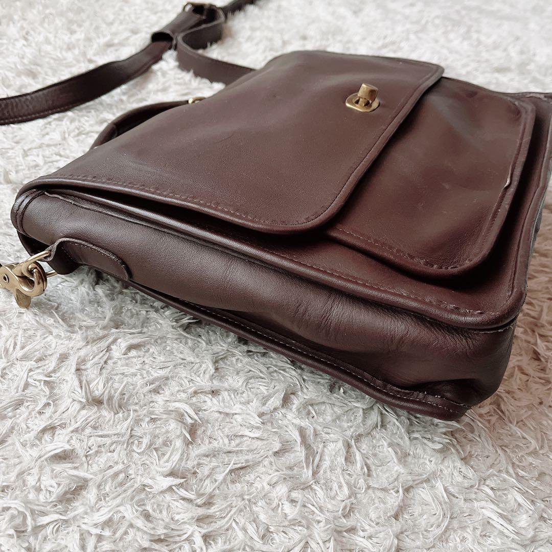 オールドコーチ USA製 ショルダーバッグ ブリーフケース ターンロック 茶系