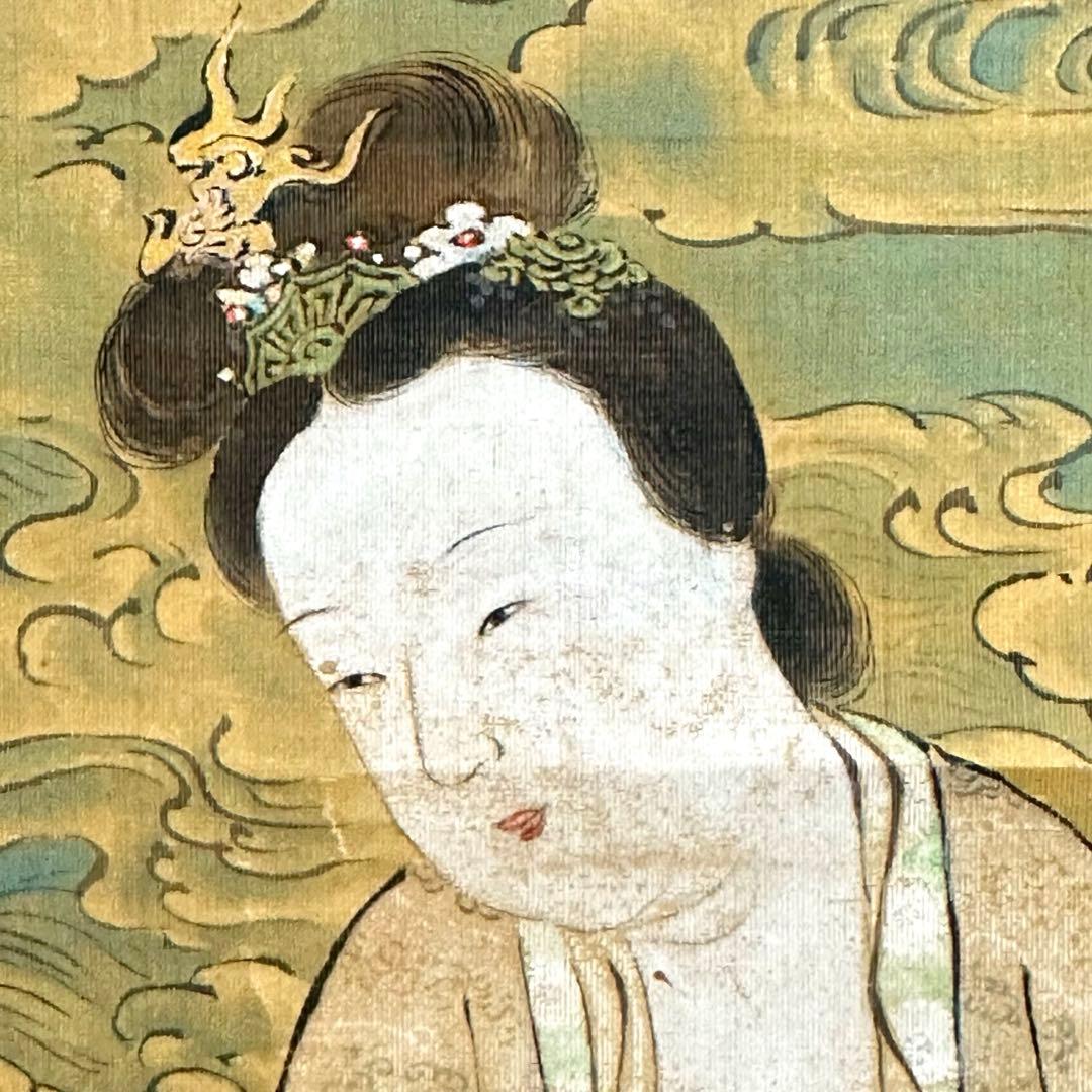 2108様感謝‼️真作　妙なる音色‼️狩野渓雲来信「琵琶仙女」掛け軸　美人画落款署名