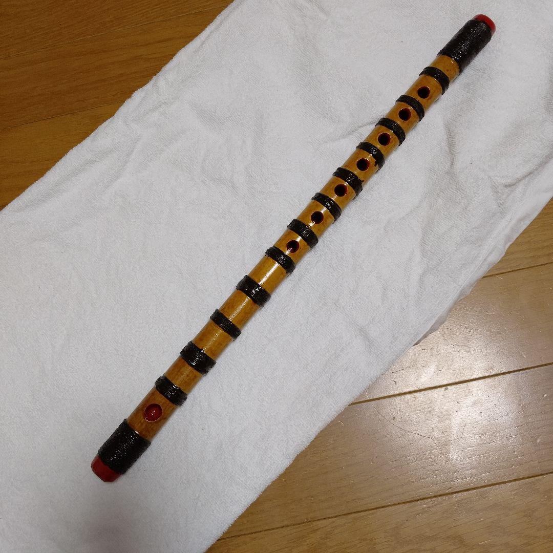 篠笛 木製 欅色と黒のストライプ四本調子七穴古典調（囃子用）