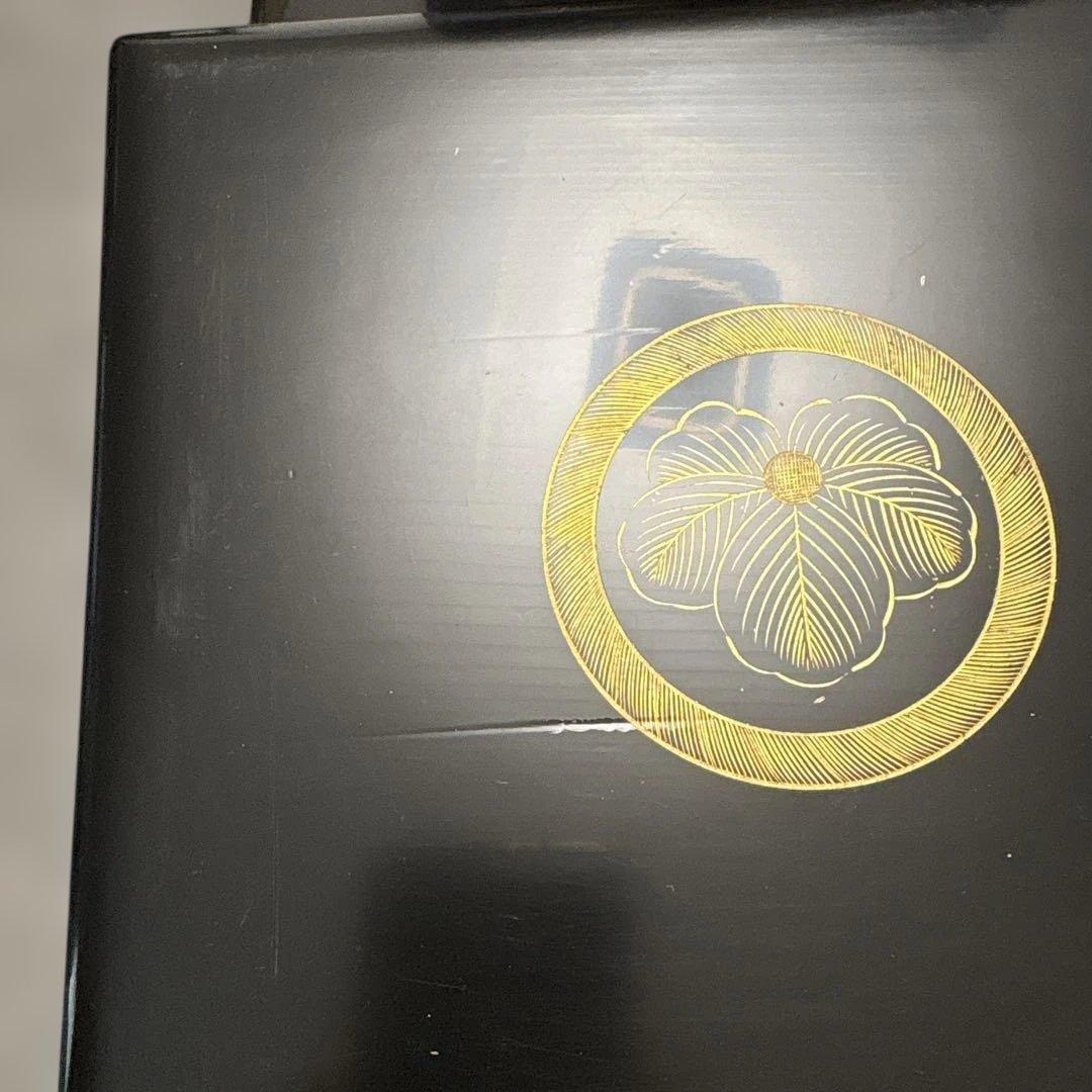 漆器 重箱 5段 黒地 金色松