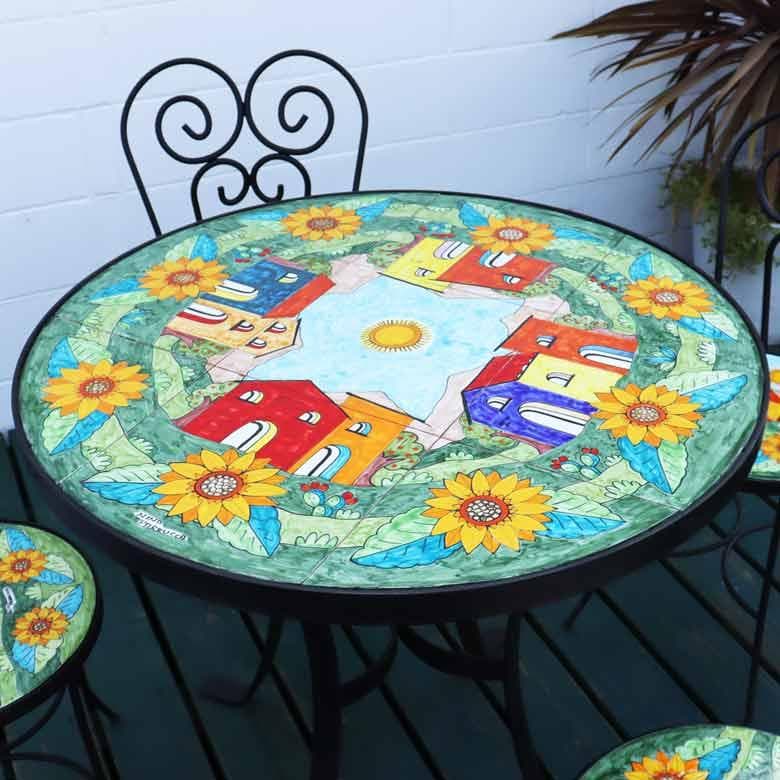 イタリア テーブルセット ガーデン 5点セット 90cm ニーノパルッカ