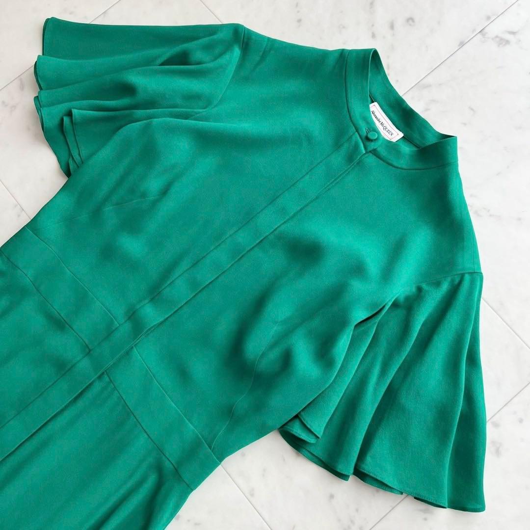 Alexander McQueen 近年 シルク フレアスリーブワンピース