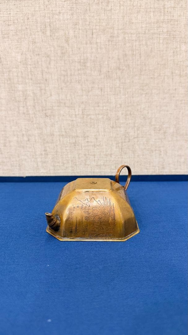 真鍮製 筆洗 鶴文 彫刻入り｜文房具・書道具｜時代風 工芸品