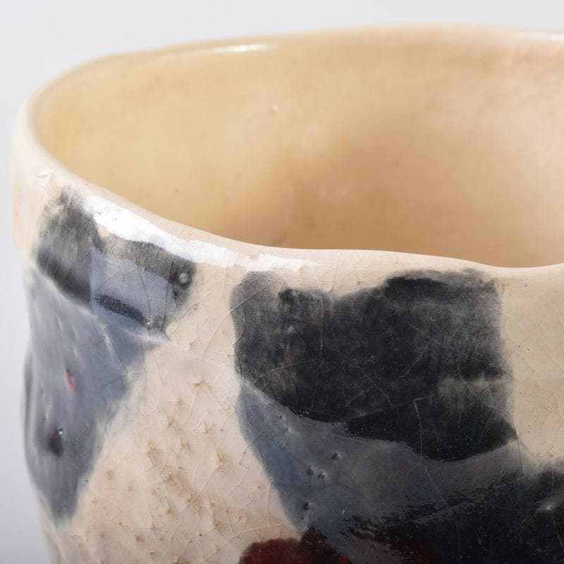 茶道具　啓寿庵　七宝釉薬彩　花文　茶碗　共箱　N　7219