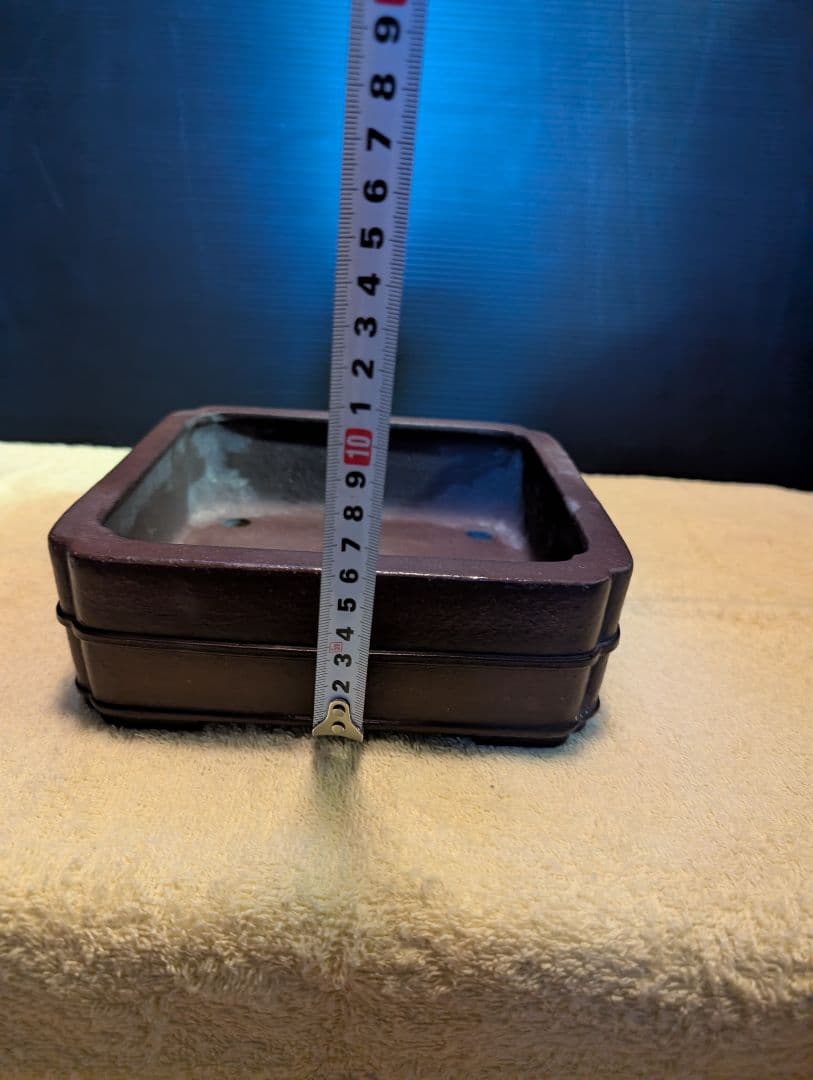 貴重品常滑松泉焼印！盆栽鉢、陶器製の四角い鉢