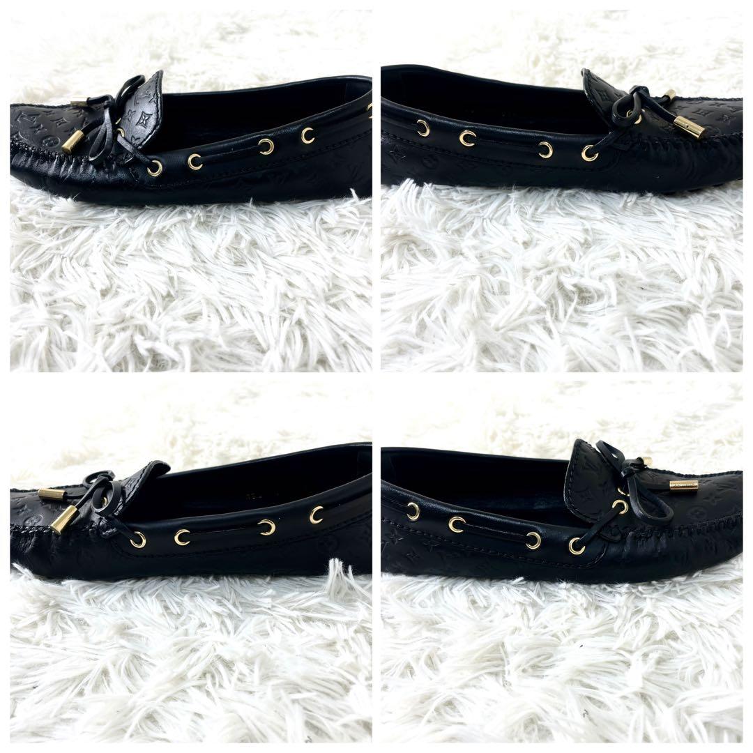 ルイヴィトン　ローファー　革靴　フラットシューズ　ブラック　黒　レザー