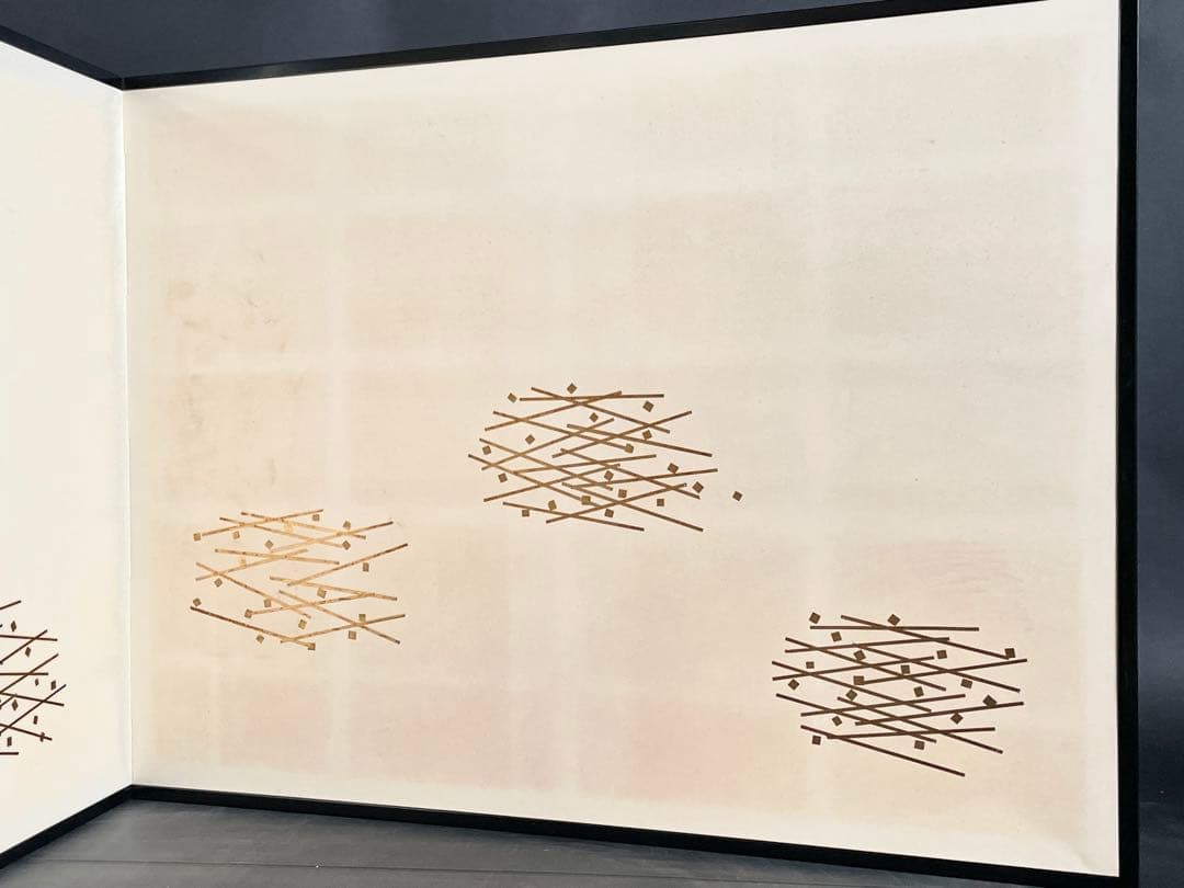 「母」 惺斎好 切箔 風炉先屏風 総張 黒塗縁 江戸間 小林正珍堂 （206①）